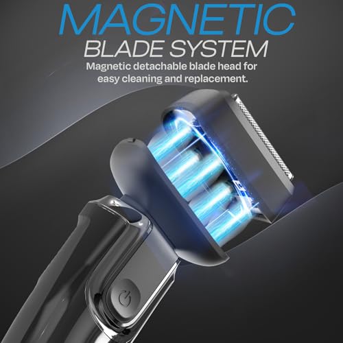 HUMMINGBIRD MK7 Premium Foil Face Shaver, Four Blade Foil Shaver with Long Hair Leveler, Electric Razor for Men, Waterproof Wet & Dry Shave, Cordless USB-C Rechargeable, LED Display, Travel Case