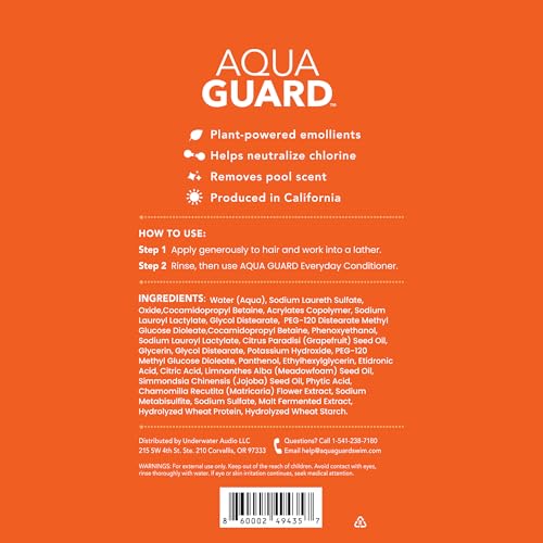 AQUA GUARD Chlorine Clarifying Shampoo 9.5 Fl Oz Pack of 2 - Vegan, Color Safe, Paraben-Free, Leaping Bunny Certified