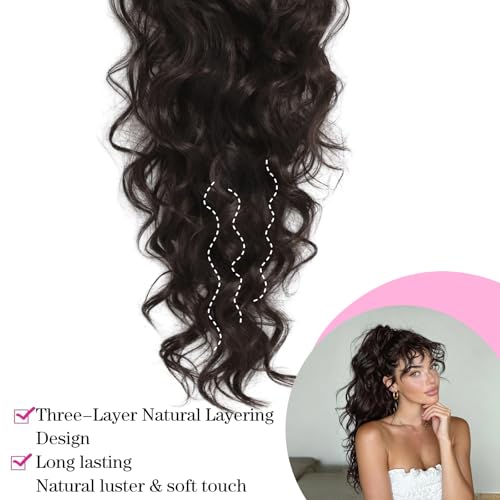 26 Inch Claw Clip Ponytail Extension with Drawstring - Black Brown