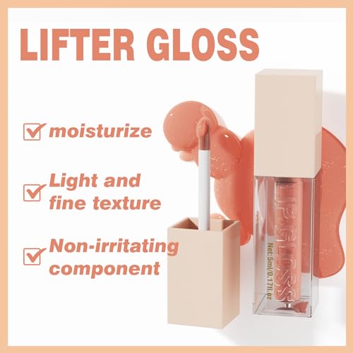 4 Pcs Hydrating Lip Gloss, ICE/MOON/SILK/PETAL High Moisturizing Oil Tint with Hyaluronic Acid, High Shine for Plumper Looking Lips (#A)