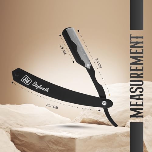 Professional Straight Edge Barber Razor ? 60 Single/30 Double-Sided Stainless Steel Blades for Men & Women, with Leather Case (Silver)