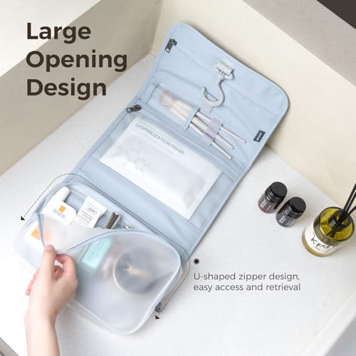Travel Hanging Toiletry Bag - Compact Waterproof Organizer with Blue Variation