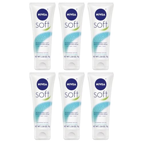 NIVEA Soft Moisturizing Cream - 2.6 Fl Oz Pack of 6, All-Purpose Hydrating Lotion