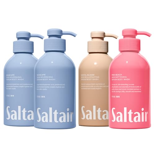Saltair Body Wash Bundle ? Seascape & Signature Scents 2-Pack Each | Hydrating Body Cleanser with Monoi Oil & Cupuacu Butter for Women and Men