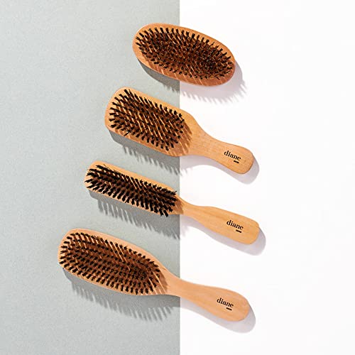 Diane Reinforced Boar Bristle Military Wave Brush for Men and Barbers ? Hard Bristles for Thick to Coarse Hair ? Use for Detangling, Smoothing, Wave Styles, Restore Shine and Texture