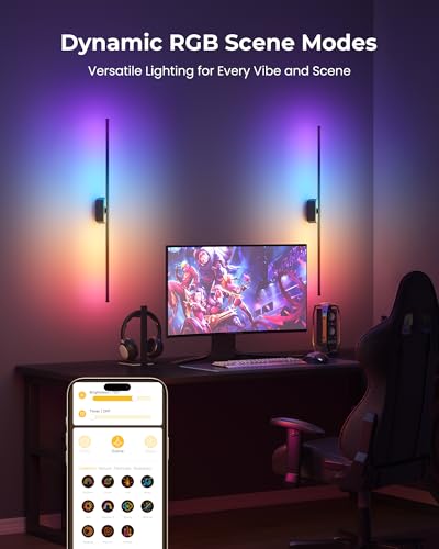 Rechargeable 40 Inch Battery Wall Sconces Set of 2 with App & Remote Control