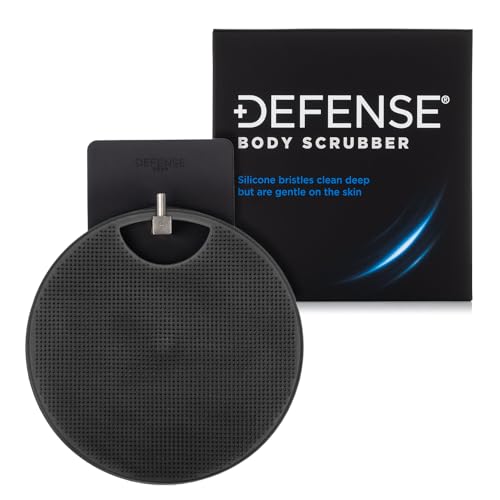 Defense Soap Body Scrubber Shower Hook Combo Set - Silicone Loofah & Wall Mount Hook