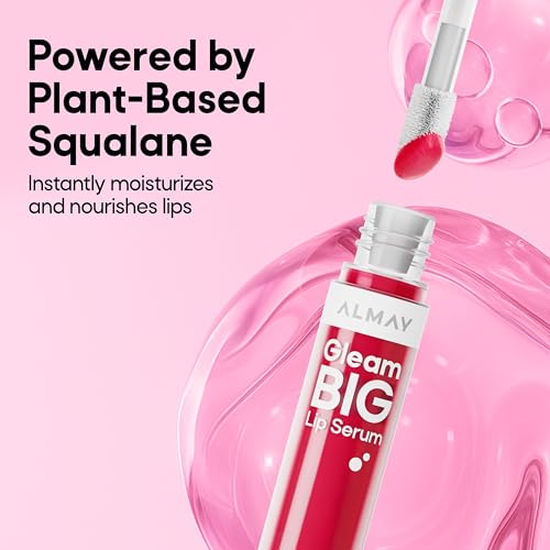 Almay Gleam Big¢â Lip Serum, Hydrating and Moisturizing, Hypoallergenic Lip Gloss, Non-Sticky, 100 Positively Pink, 0.13 fl oz
