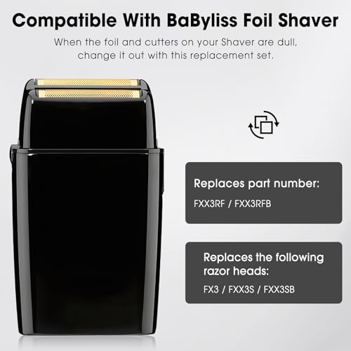 FX3 Shaver Replacement Head Compatible with BaByliss Pro FX3 Foil Shaver, Hypoallergenic Gold Foil, Black