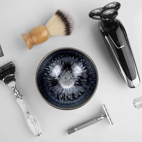 Linkidea Linkdiea Ceramics Soap Shaving Bowl, Traditional Wet Beard Art of Shaving Bowl, Cream Shaver Bowl for Men (Blue), RAC30-01