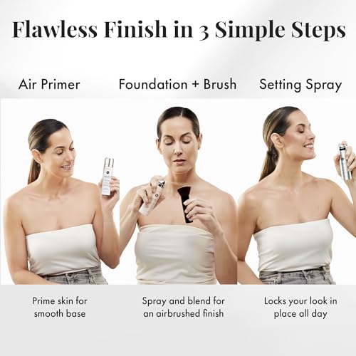 Magic Minerals AirBrush Foundation System by Jerome Alexander - Complete 5pc Spray Makeup Set with Foundation, Primer, and Setting/Finishing Spray - for Smooth, Radiant Skin (Light Medium)
