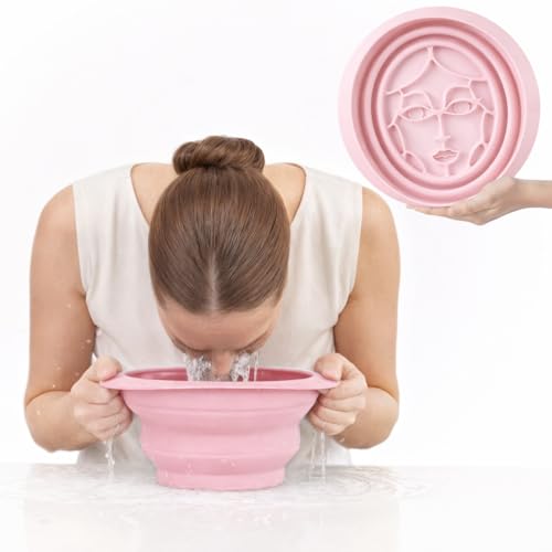 Facial Cold Plunge Soft Pink | Collapsible Ice Facial Bowl with Built-In Ice Tray for Skin Tightening & Acne Relief