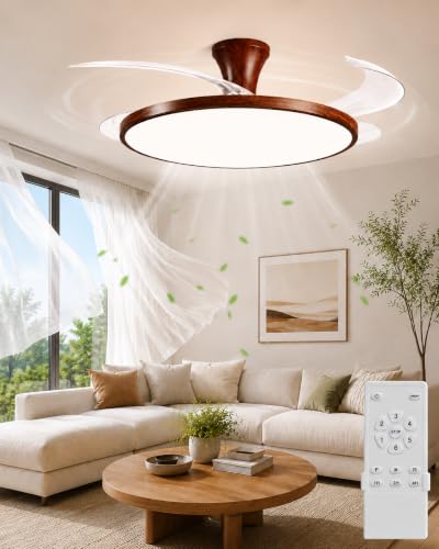 PixMove 42-Inch Retractable Ceiling Fan with Lights, Remote, 3-Color Temp, 6-Speed Silent Motor
