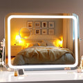 Hasipu Vanity Mirror with Lights, 18" x 14" LED Makeup Mirror, 3 Modes Light, Smart Touch Control Dimmable, 360¡ÆRotation, Rectangle White Frame, with 5X Magnifying Glass