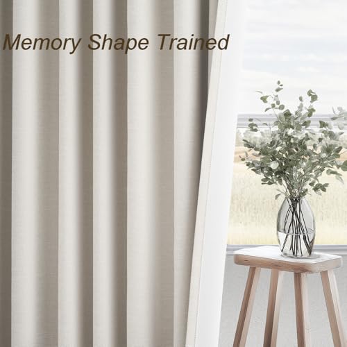 Topfinel Blackout Curtains 60W x 90L Linen Look for Sliding Doors - Pack of 2, Birch