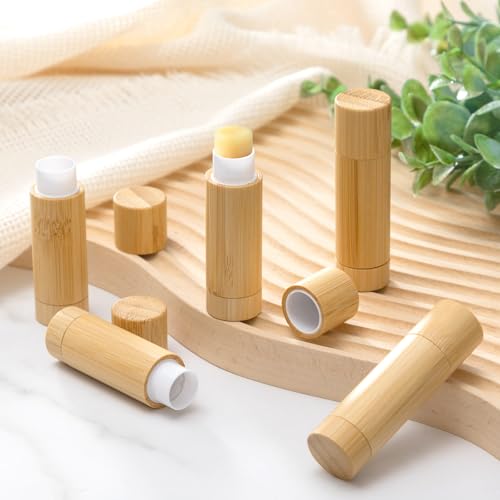 Leinuosen 24 Pcs Bamboo Empty Lip Balm Containers 5g Refillable Lipstick Tubes – Variation 24