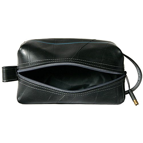 Water-Resistant Travel Grooming Kit with Upcycled Inner Tube Material - Coal Variation