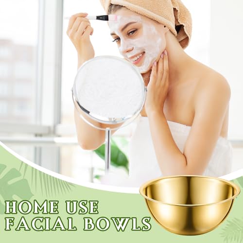 8 Inch Gold Stainless Steel Esthetician Spa Mixing Bowl - 2 Pack