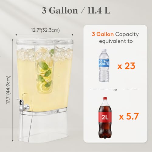 Lifewit 3 Gallon Drink Dispenser with Fruit Infuser & Leak-Proof Spigot - 2 Pack