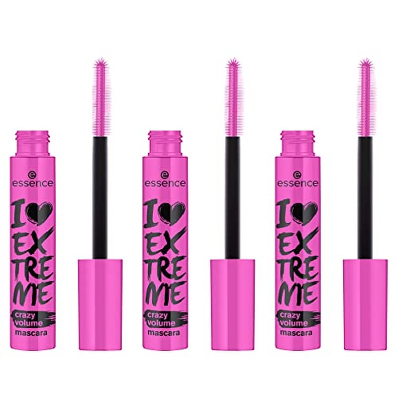 essence | I Love Extreme Crazy Volume Mascara (Pack of 3) | Vegan & Cruelty Free | Free From Parabens-Fragrance, Alcohol & Microplastic Particles