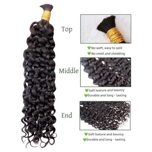 Water Wave Human Hair for Knotless Braiding - Natural Black, 16 Inch, Double Drawn