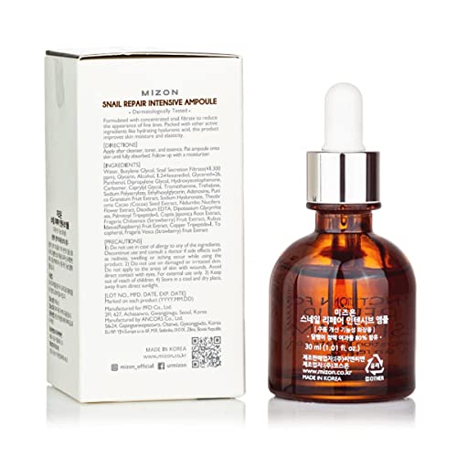 MIZON Snail Repair Intensive Ampoule & Black Snail All in One Cream. Moisturizing, anti-aging, blemish care, skin regeneration