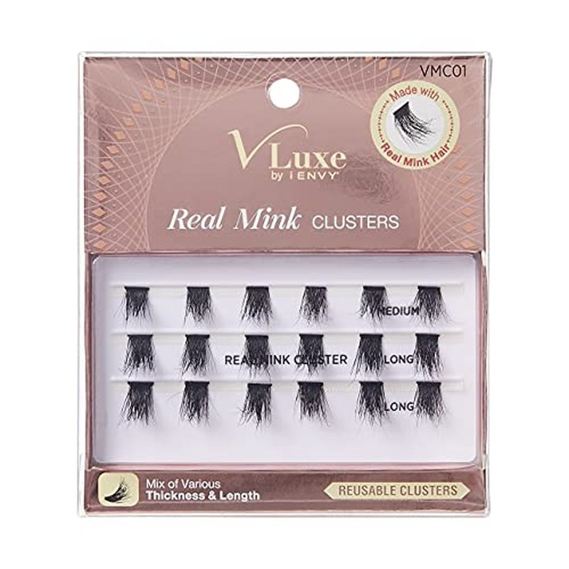 i?ENVY Real Mink Cluster Lashes Full and Fluffy Extension Look, Reusable, DIY Salon Result