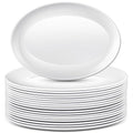 Dandat 24 Pack 14-Inch White Melamine Oval Serving Platters - Large Party Trays