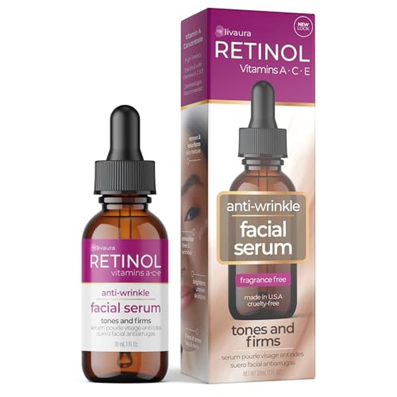 LIVAURA Retinol Anti-Wrinkle Facial Serum ? Vitamin A Concentrate Improves Skin¡¯s Elasticity & Tone and Minimizes Appearance of Fine Lines & Wrinkles ? Look Younger With The Age-Defying