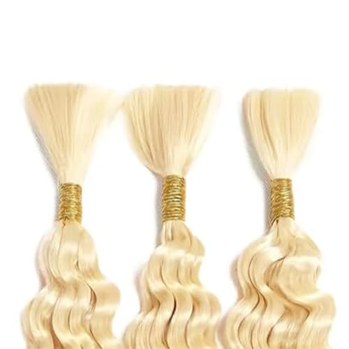 613 Blonde Deep Wave Braiding Hair Bundles - Brazilian Remy Natural Bulk Hair 20in