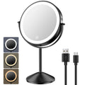 8-Inch Lighted Makeup Vanity Mirror with 3 Color Dimmable Lights, 1X/10X Magnification