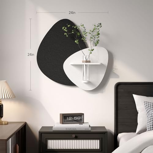 24x24 Black and White 3D Textured Wall Art with Shelf and Vase - E Variation