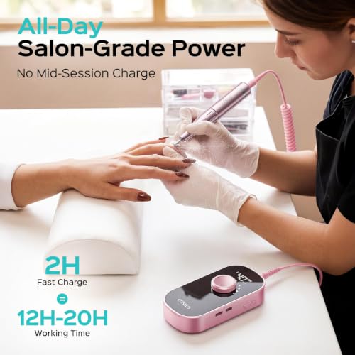 COSLUS E51 Pink Professional Nail Drill - Electric Manicure File, 40,000 RPM