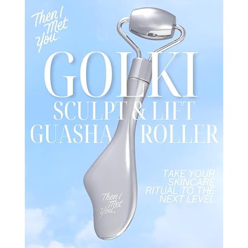 Then I Met You Golki Sculpt & Lift Guasha Roller, Dual-Ended Facial Massage Tool for Lymphatic Drainage, Jawline Sculpting, Puffiness Reduction, Use with Moisturizer and Serum, Home & Travel Skincare