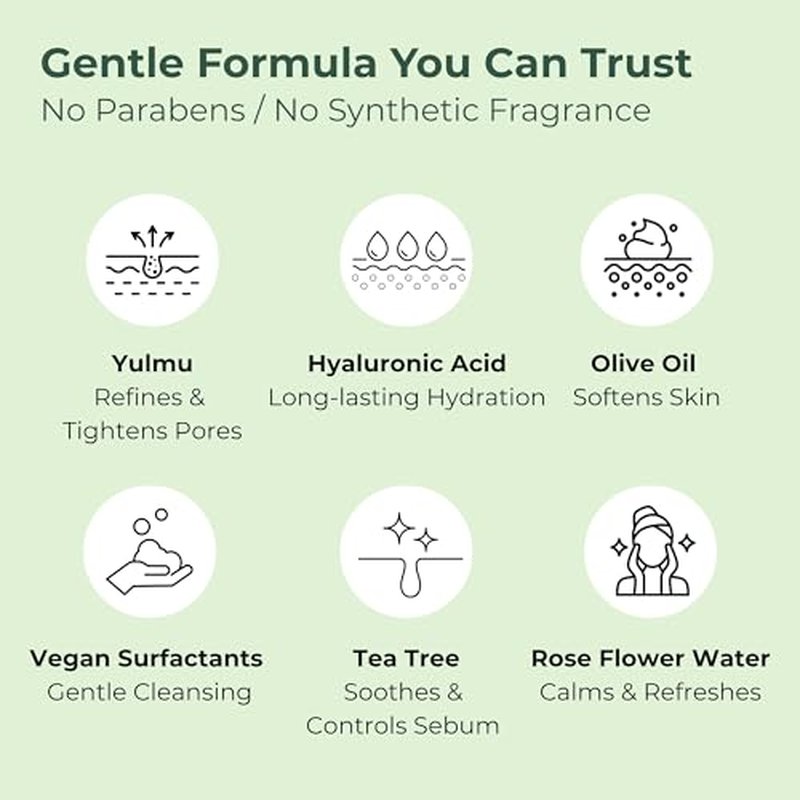 BMBCO Gentle Pore Cleansing Foam for Sensitive Skin ? Yulmu Vegan Face Wash with Natural Surfactants & Hydrating Formula, 120g