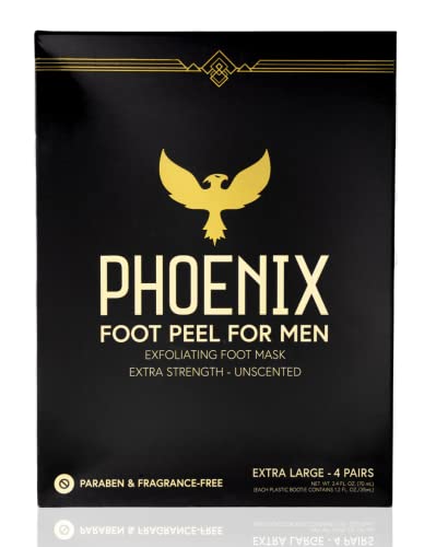 (Pack of 4) Men’s Foot Peel for Callus Removal - Extra Large & Extra Strength - Exfoliating Dry Feet Treatment - Unscented & Paraben-Free
