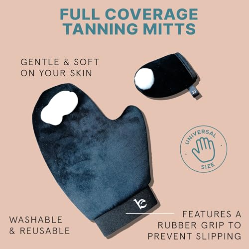 Self Tanner Kit - USA Made with Organic & Natural Ingredients, Tanning Lotion with Glove, Exfoliating Mitt & Kabuki Body Brush, Non Toxic Gradual Tan Lotion, Streak Free & No Orange Tones