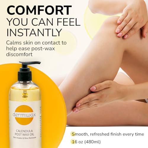 Calendula Post Wax Oil 16oz ? Post Wax Oil That Helps Calm Skin Instantly After Waxing ? Gentle Post Wax Care for All Skin Types ? Helps Remove Wax Residue ? Paraben & Alcohol-Free
