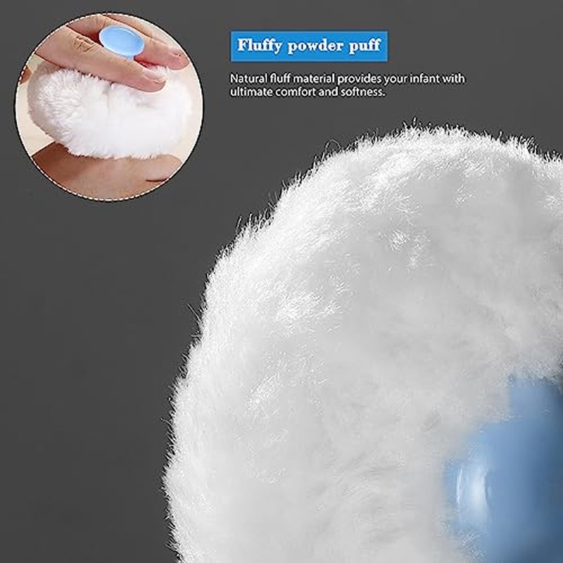 FRCOLOR Baby Powder Puff and Container Compact 3.54X2.36X2.36 Inches Lightweight Case with Soft Puff for Smooth Body Powder Application after Bath