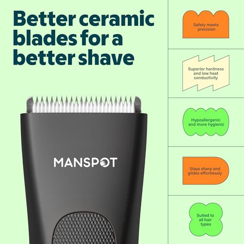 MANSPOT Black Electric Groin & Body Hair Trimmer for Men - Sensitive Skin
