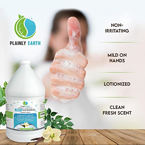 128 Fl Oz Hand Soap Refill - Moisturizing Antibacterial Liquid Soap with Vanilla Scent - Gentle, Vegan & Made in USA