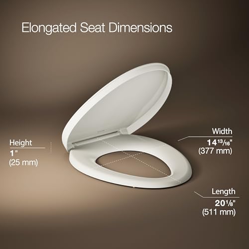 Kohler Quiet Close Elongated Toilet Seat Biscuit with Grip-Tight & ReadyLatch