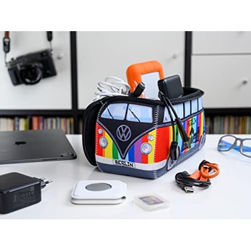 BRISA VW Collection - Volkswagen Neoprene Universal Makeup Cosmetics Toiletry Travel Pharmacy Bag in T1 Bus Design (