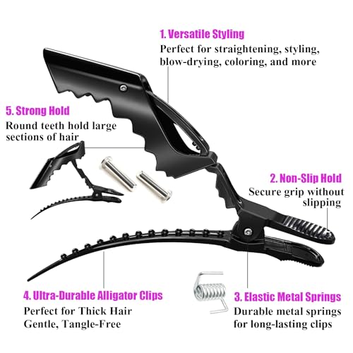 Black 100 Pcs Alligator Hair Clips for Styling Thick Hair - Bulk Variation