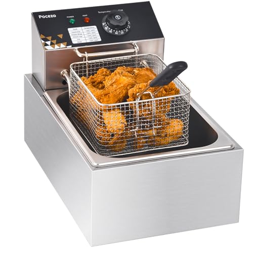 Electric Deep Fryer 10L/10.5QT Stainless Steel Commercial & Home Use with Basket, Thermometer & Temperature Control - Variation 81