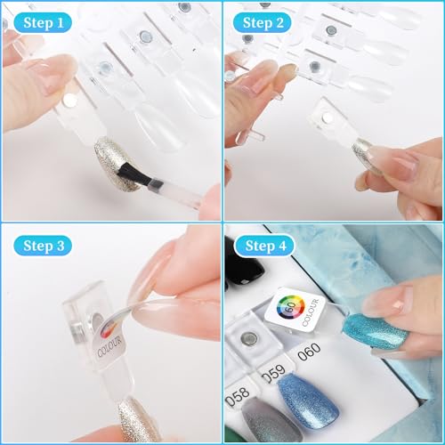 Magnetic Nail Color Book Blue - 120 Nail Swatch Chart with 168 Tips & Labels