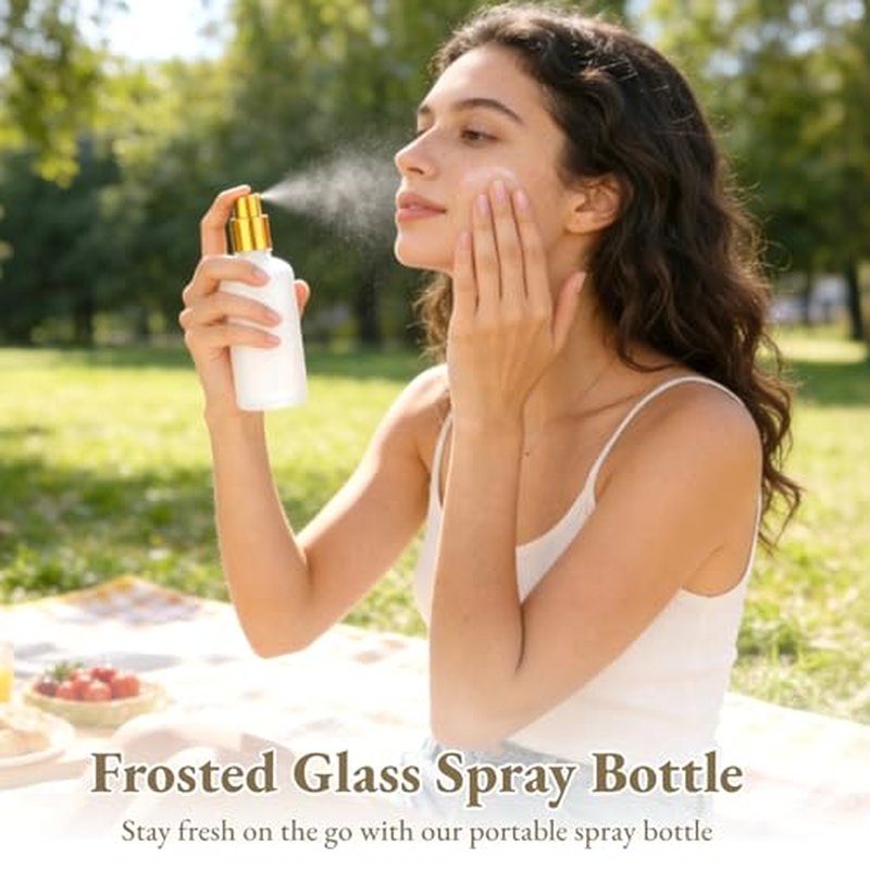 30 Pcs Frosted Glass Spray Bottles - 3.4 oz / 100 ml Refillable Empty Perfume Atomizer, Fine Mist Spray Bottle, Leak-Proof Reusable Containers for Travel, Essential Oils & Liquid Dispensing (Gold)