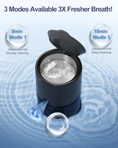 Ultrasonic Retainer Cleaner Black 48kHz Dental & Jewelry Cleaning Machine