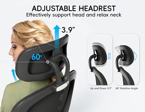 Ergonomic Office Chair with Headrest & Lumbar Support - Black