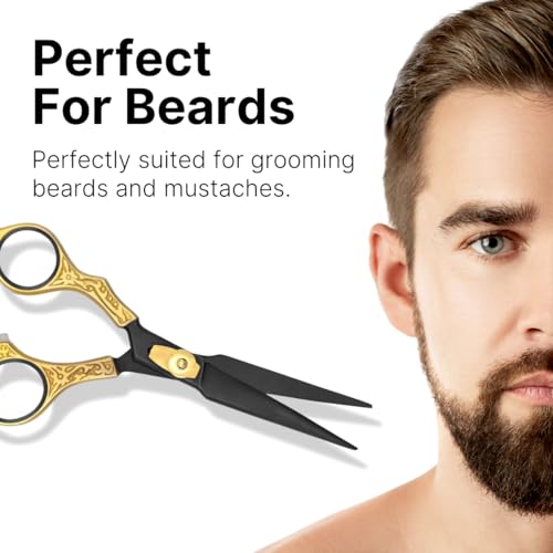 Hair & Beard Cutting Scissors - 7.5 Inch Japanese Steel Shears - Gold Dial Variation